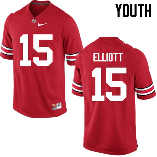 Ohio State Buckeyes #15 Ezekiel Elliott Youth Embroidery Jersey Red OSU882587